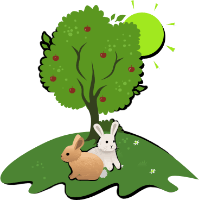 Vorschaubild Illustration Ökologie mit Hasen, Sonne und Baum